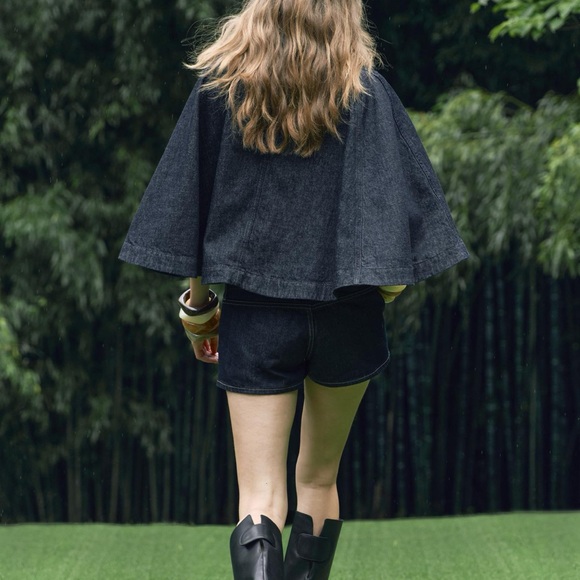 Zara ZW collection Denim cape Dark Blue NWT - Picture 4 of 8